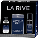 LA RIVE EXTREME STORY Eau de Toilette 75 ml + Deodorant Spray 150 ml, Geschenkset für Männer + La Rive 2in1 Minie Duschgel 250 ml ZUSÄTZLICH