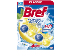 Bref Power Aktiv 4 Formel Zitrone Toilettenstein für hygienische Sauberkeit und Frische Ihrer Toilette, färbt Wasser 51 g
