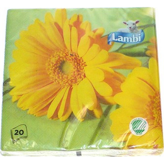 Lambi Papierservietten 3-lagig 33 x 33 cm 20 Stück Ostergerbera