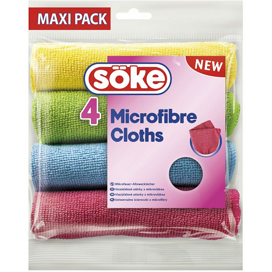 Söke Microfibre Cloths Mehrzwecktuch aus Mikrofaser 30 x 30 cm 4 Stück