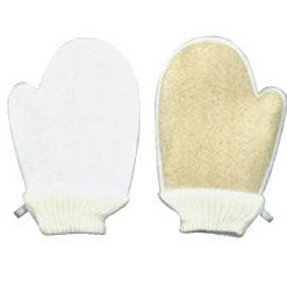 Luffa Cylindrica Massagehandschuh + Frottee-Waschlappen 16 x 24 cm, auch für Allergiker geeignet, 1 Stück