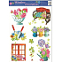 Fensterfolie ohne Leim Gartenblumentopf mit Blumen 42 x 30 cm