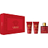 Versace Eros Flame parfümiertes Wasser für Männer 50 ml + Duschgel 50 ml + Aftershave 50 ml, Geschenkset
