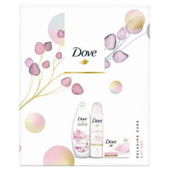 Dove Nourishing Secrets Strahlendes Ritual Lotusblumen- und Reiswasser-Duschgel 250 ml + Antitranspirant-Deodorant-Spray 150 ml + Toilettenseife 100 g, Kosmetikset