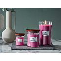 WoodWick Wild Berry & Beets Duftkerze mit Holzdocht und Deckel Glas mittel 275 g