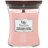 WoodWick Pressed Blooms & Patchouli Duftkerze mit Holzdocht und Deckel Glas klein 85 g