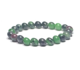 Anyolith / Rubin in Zoisit Armband elastisch Naturstein, Kugel 8 mm / 16-17 cm, entlastet in Zeiten der Traurigkeit