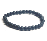 Achat schwarz mattes Armband elastischer Naturstein, Kugel 6 mm / 16 - 17 cm, gibt Mut und Kraft