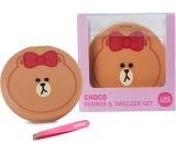 Line Friends Choco kompakter Doppelspiegel mit Pinzette 5 cm