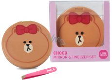 Line Friends Choco kompakter Doppelspiegel mit Pinzette 5 cm