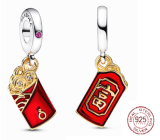 Charms Sterling Silber 925 Roter Umschlag - Reichtum Anhänger Armband Symbol