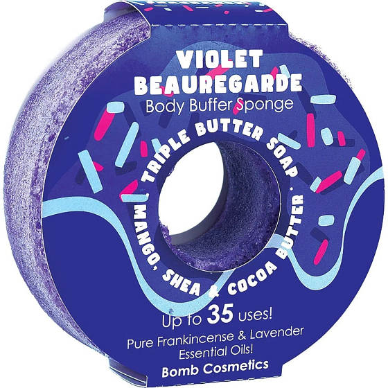 Bomb Cosmetics Violet Beauregarde Donut natürlicher Dusch-Massage-Badeschwamm mit Duft 165 g