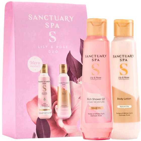 Sanctuary Spa Lilie & Růže sprchový gel 150 ml + tělové mléko 150 ml, kosmetická sada pro ženy