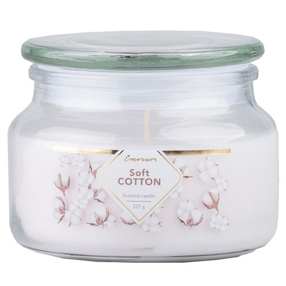 Emocio Soft Cotton - Měkká bavlna vonná svíčka sklo se skleněným víčkem 100 x 79 mm 225 g 100 x 78 mm