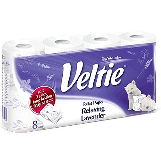 Veltie Relaxing Lavender parfümiertes Toilettenpapier mit dem Duft von Lavendel 3-lagig 150 Stück 8 Stück