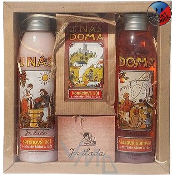 Böhmen Geschenke Josef Lada Hagebutte und Rosenduschgel 200 ml + Salz 150 g + Shampoo 200 ml, Kosmetikset