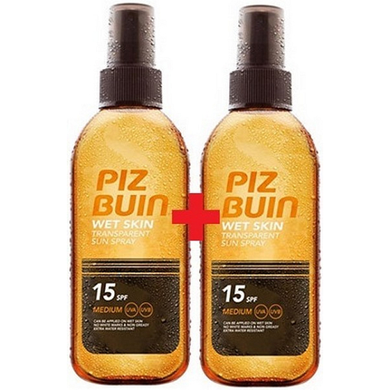 Piz Buin Wet Skin SPF15 transparentes Sonnenspray 150 ml + SPF15 transparentes Sonnenspray 150 ml, Duopack