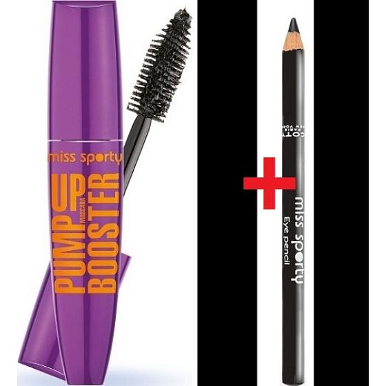 Miss Sports Pump Up Booster Mascara 001 Extra Schwarz 12 ml + Augenstift 001 Magic 1,2 g