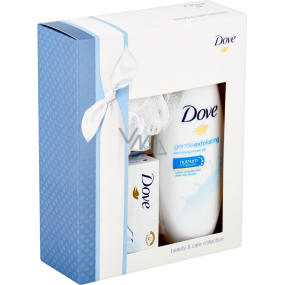Dove Gentle Peeling Duschgel 250 ml + Toilettenseife 100 g + Waschschwamm, Kosmetikset