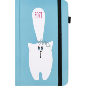 Albi Diary 2021 Tasche mit Gummiband Blau mit Katze 9,5 cm x 15 cm x 1,3 cm Albi Diary 2021 Tasche mit Gummiband Blau mit Katze 9,5 cm x 15 cm x 1,3 cm
