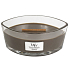 WoodWick Oudwood - Harzduftkerze mit breitem Holzdocht und Deckelglasboot 453 g
