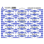 Bogenaufkleber für Gewürze mit blauem Ornament Basilikum 22 x 16 cm SK