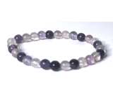 Fluorit lila-klar Armband elastischer Naturstein, Kugel 6 mm / 16-17 cm, Stein der Genies