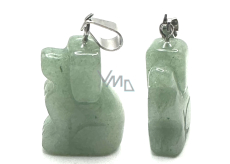 Chalcedon grün Hund Anhänger Naturstein, handgeschliffene Figur 1,8 x 2,5 x 8 mm, Stein der Liebe, Freude