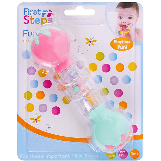 First Steps Fun Rattle Hantelrassel rosa-grün 15 cm 1 Stück