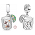Charme Sterling Silber 925 Eistee und Zuckerscheibe, Essen und Trinken Armband Anhänger