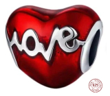 Charme Sterling Silber 925 Rot Herzschlag Liebe, Liebe Perle Armband