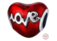 Charme Sterling Silber 925 Rot Herzschlag Liebe, Liebe Perle Armband