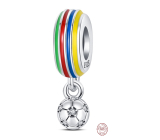 Charme Sterling Silber 925 Euro 2024 Fußball farbig, Perle auf Armband Sport