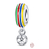 Charme Sterling Silber 925 Euro 2024 Fußball farbig, Perle auf Armband Sport