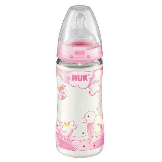 Nuk Bottle stillende rosa Silikonsauger 0-6 Monate Größe 1 300 ml