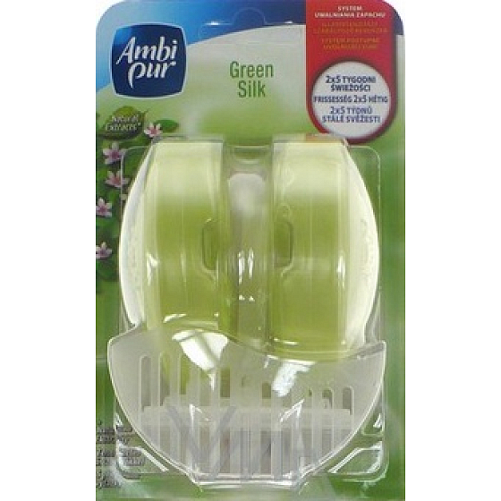 Ambi Pur Flush Grün Seide Wc Block Flüssigkeit Vorhang komplett 2 x 55 ml