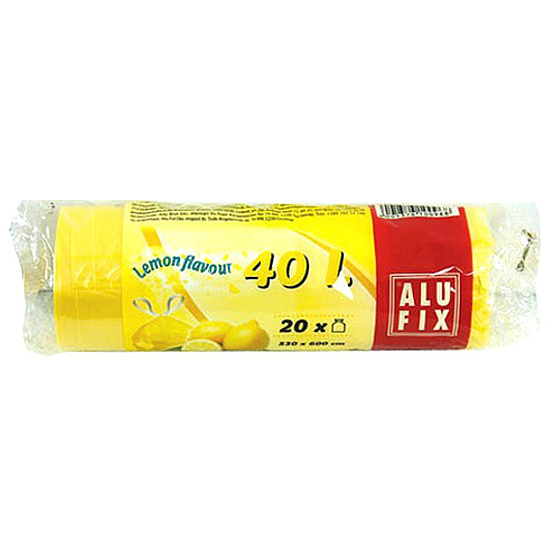 Alufix Aroma Lemon einziehbare Müllsäcke, 14µ, 40 Liter, 53 x 60 cm, 20 Stück