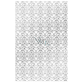 Ditipo Geschenkpapier 70 x 200 cm weiß mit silbernen Ornamenten