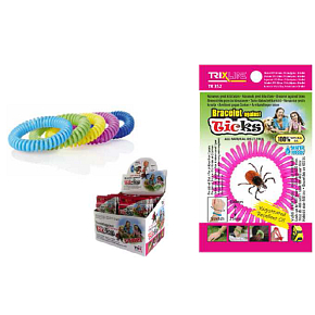 Trixline Wasserabweisendes Repellent-Armband - Gummiband gegen Zecken mit Citriodiol 1 Stück, TR 352 zufällige Farbauswahl