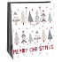 Ditipo Geschenk Papiertüte 26,4 x 13,6 x 32,7 cm weiße Bäume Frohe Weihnachten AB
