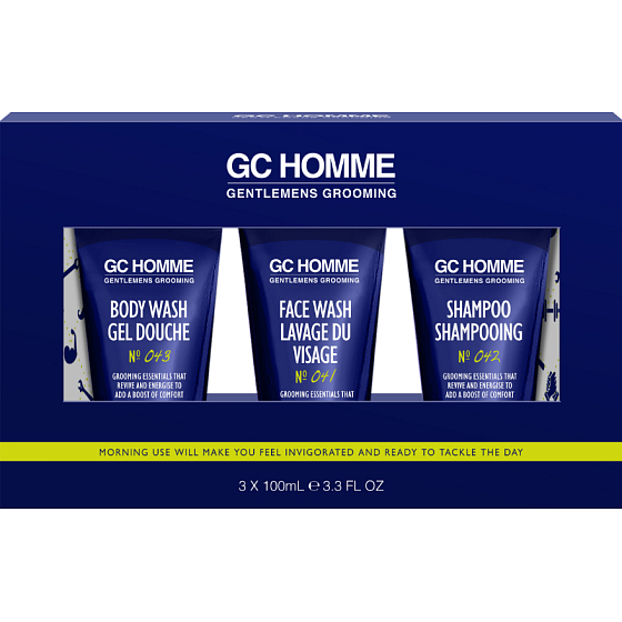 Grace Cole GC Sport Reinigungsgel 100 ml + Hautreinigungsgel 100 ml + Shampoo 100 ml, Kosmetikset für Männer