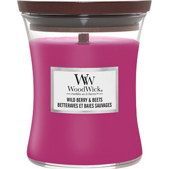 WoodWick Wild Berry & Beets Duftkerze mit Holzdocht und Deckel Glas mittel 275 g