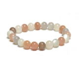 Mondstein Mix Farbe Armband elastisch Naturstein, Kugel 8 mm / 16 - 17 cm, Stein des Schicksals