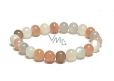 Mondstein Mix Farbe Armband elastisch Naturstein, Kugel 8 mm / 16 - 17 cm, Stein des Schicksals
