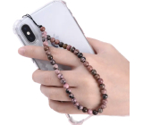 Rhodonit-Anhänger für Handy gegen Verlust, Natursteinperle 6 mm / 28,5 cm, Stein der Vergebung