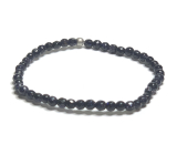 Goldstein blau Avanturin Facettenarmband elastisch, Kunststeinkugel 4 mm / 16 - 17 cm, Schmuckstein