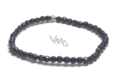 Goldstein blau Avanturin Facettenarmband elastisch, Kunststeinkugel 4 mm / 16 - 17 cm, Schmuckstein