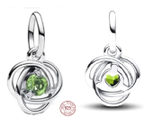 Charme Sterling Silber 925 Grünes Licht Kreis der Ewigkeit August, Anhänger am Armband Symbol