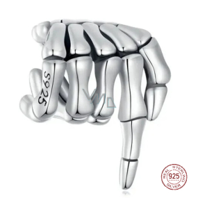 Charm Sterlingsilber 925 Skelett-Hand, Perle für Armband Halloween