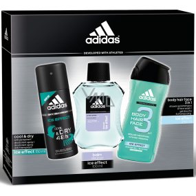 Adidas Ice Effect Antitranspirant Spray 150 ml + Aftershave 100 ml + Duschgel 250 ml, für Männer Kosmetikset
